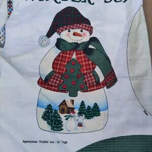 Vintage Winter Scenic Snowman Cranston Cotton Sew Quilt Craft Fabric Panel